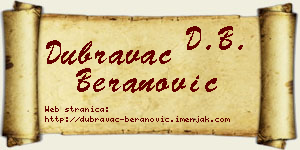 Dubravac Beranović vizit kartica